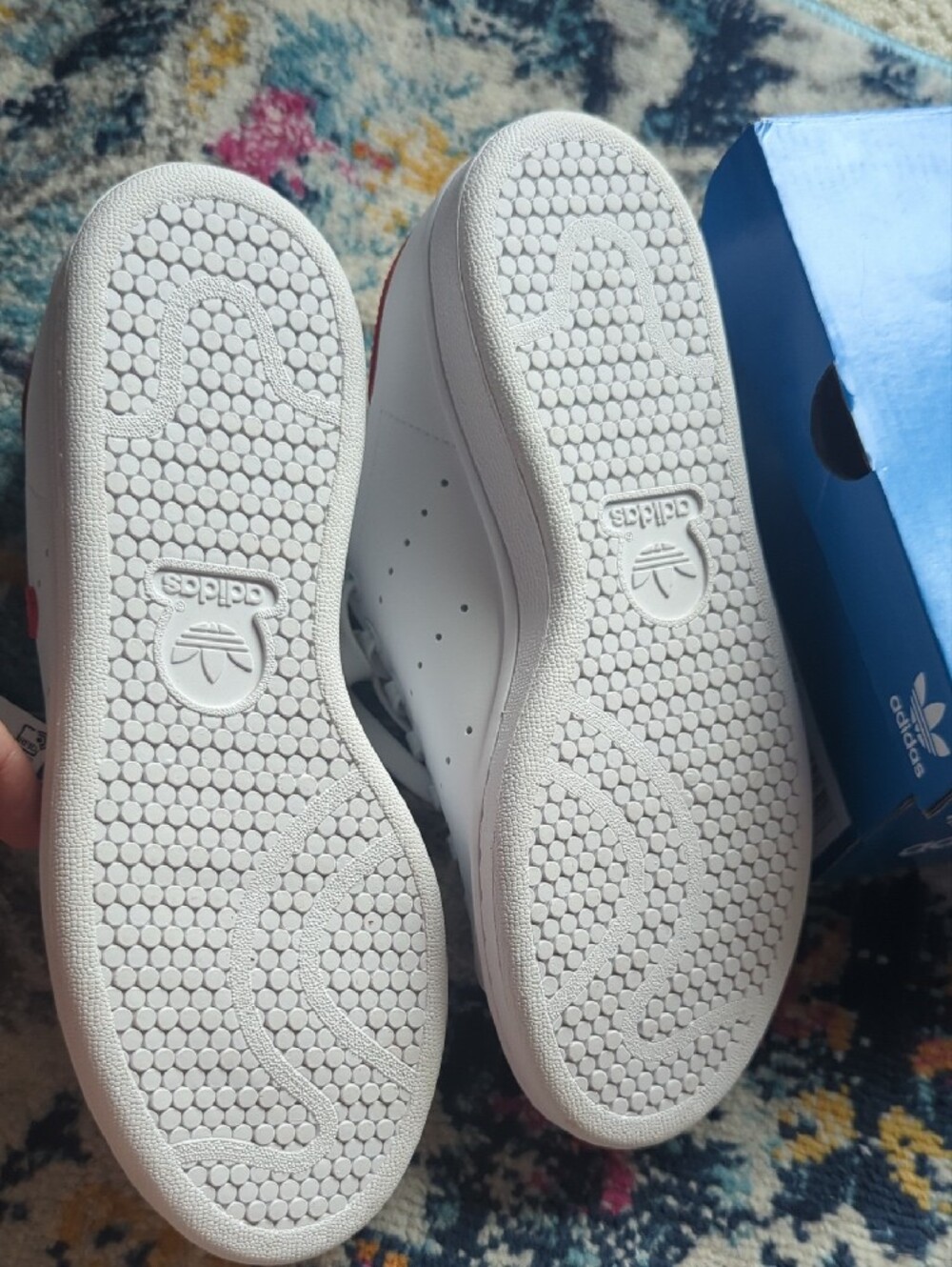 adidas Women's White Sneakers with Red Tongue Badge - Picture 4 of 5